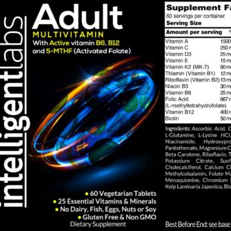 Adult Multivitamin with 25 Essential Vitamins and Minerals